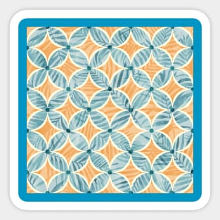 Orange and Blue Sunset Palms Geometry Sticker